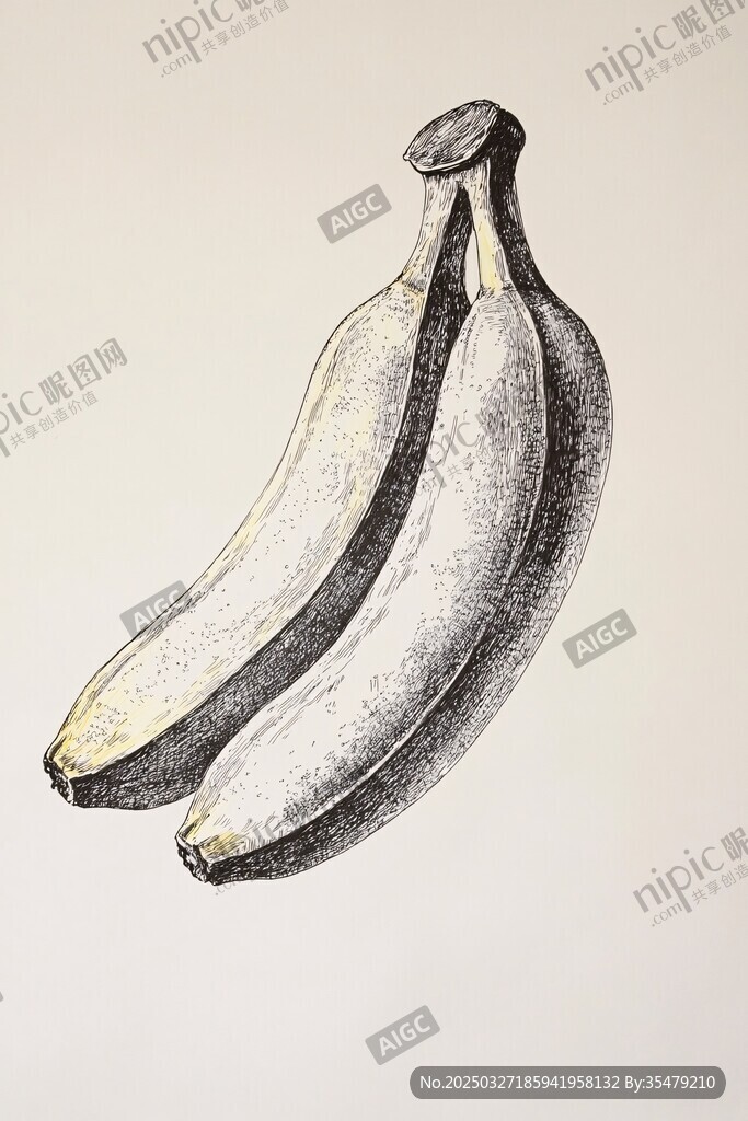 手绘双香蕉素描图