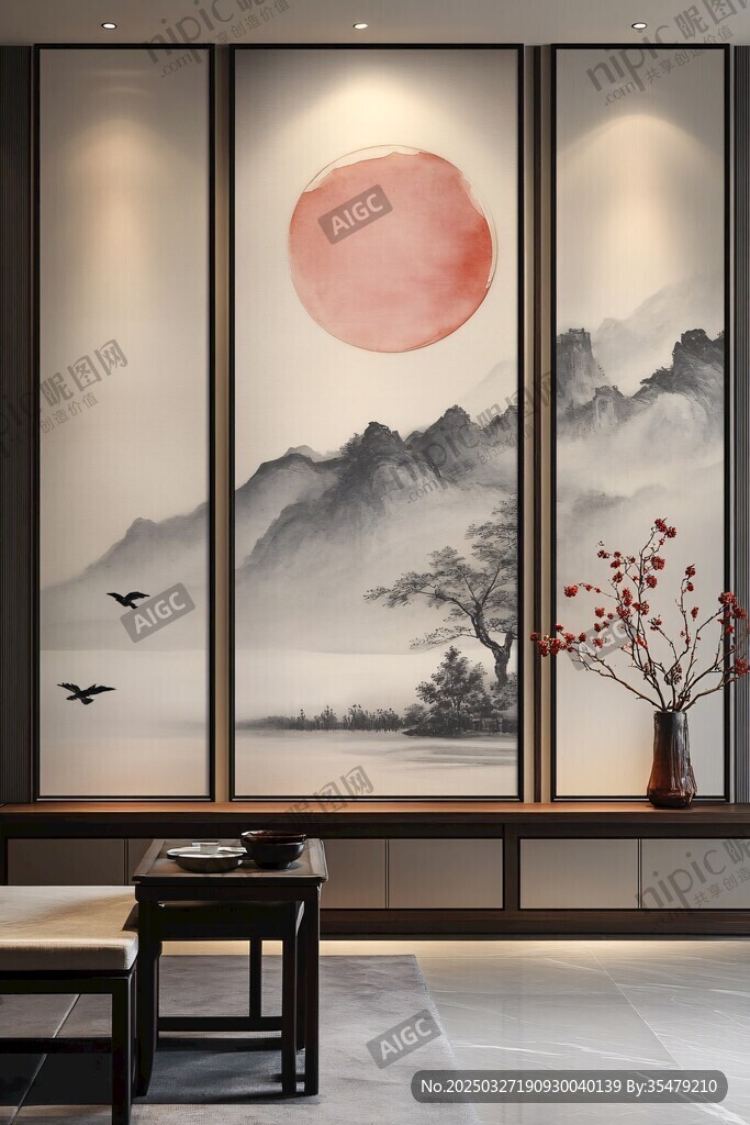 中式山水意境客厅装饰画