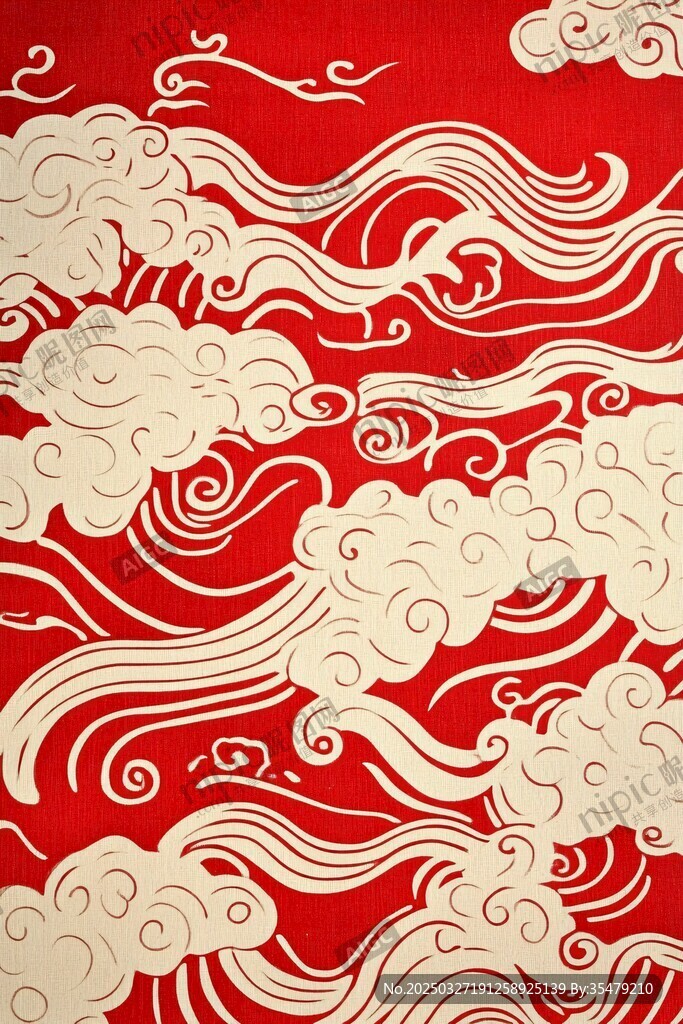 中式红底云纹精美图案