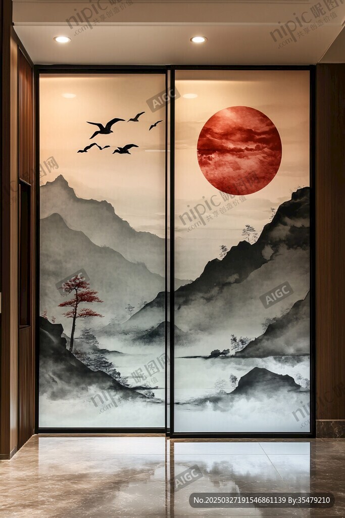 中式山水屏风 古韵意境美