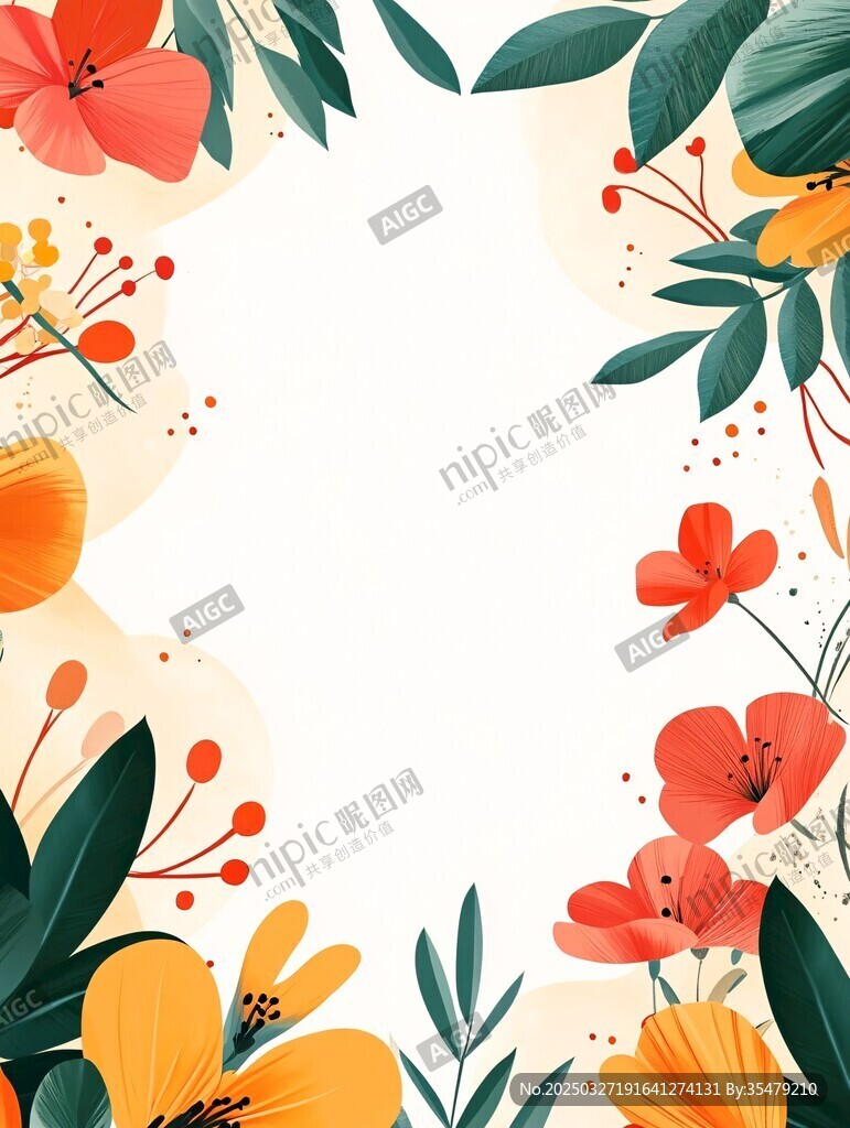花卉边框插画