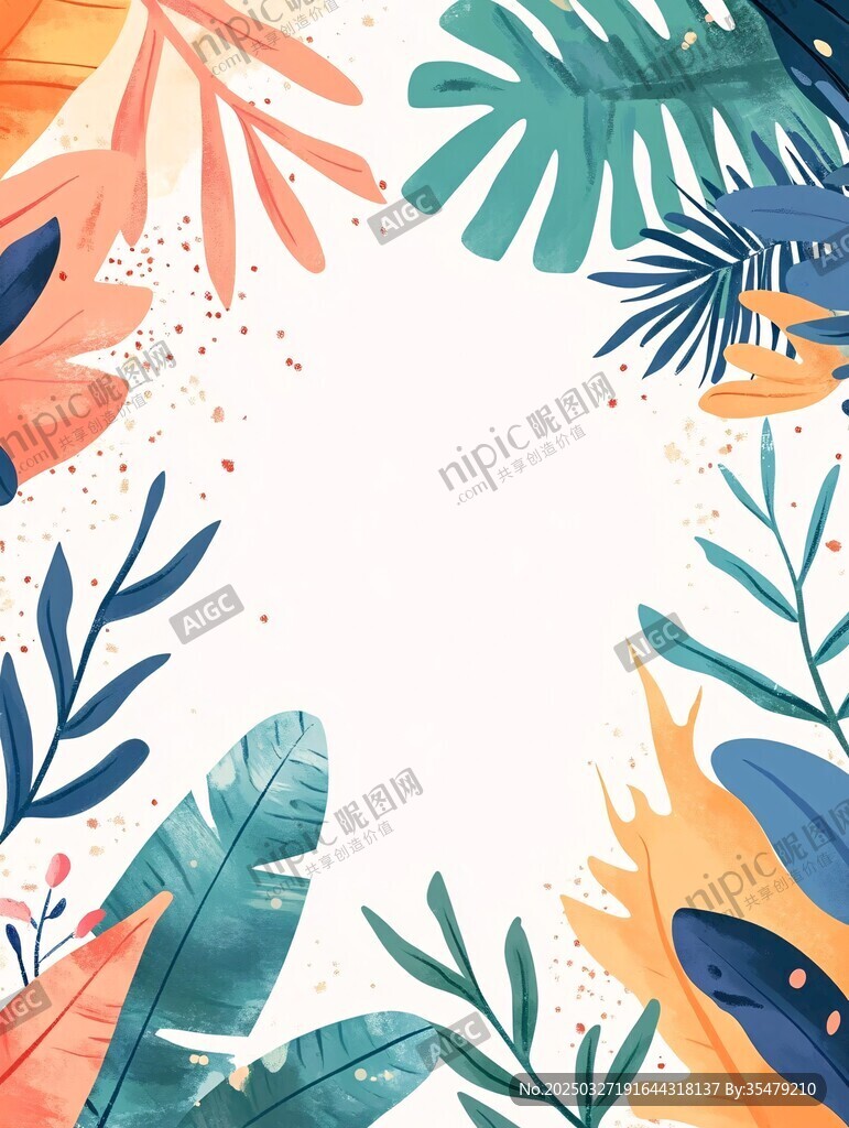 热带植物边框插画