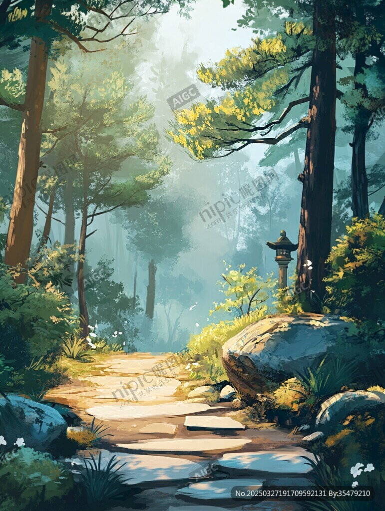 林间幽径 静谧的自然之景