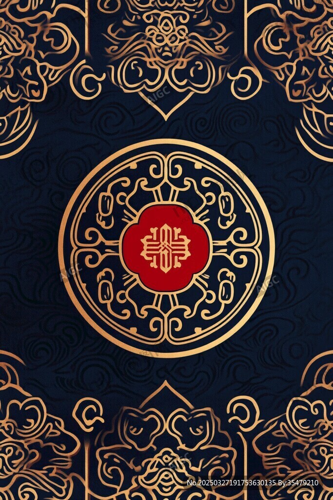 中式黑金传统花纹图案