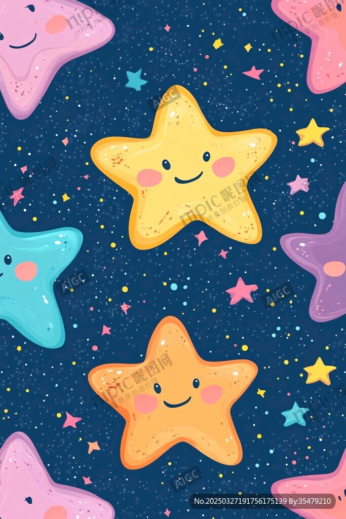 可爱笑脸星星梦幻图案