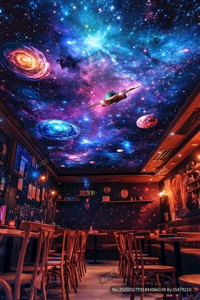 梦幻星空主题餐厅天花板