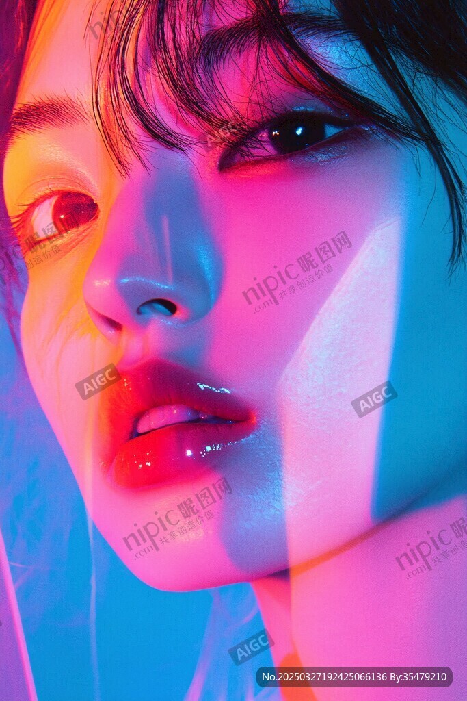 梦幻光影下的时尚女性肖像