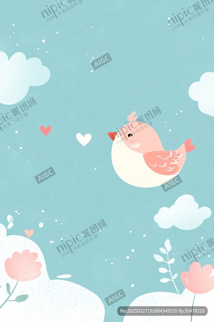 小鸟在梦幻天空中飞翔