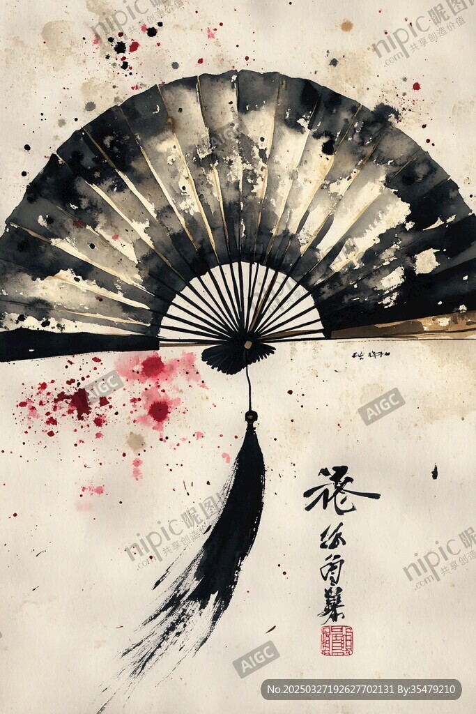 水墨折扇图