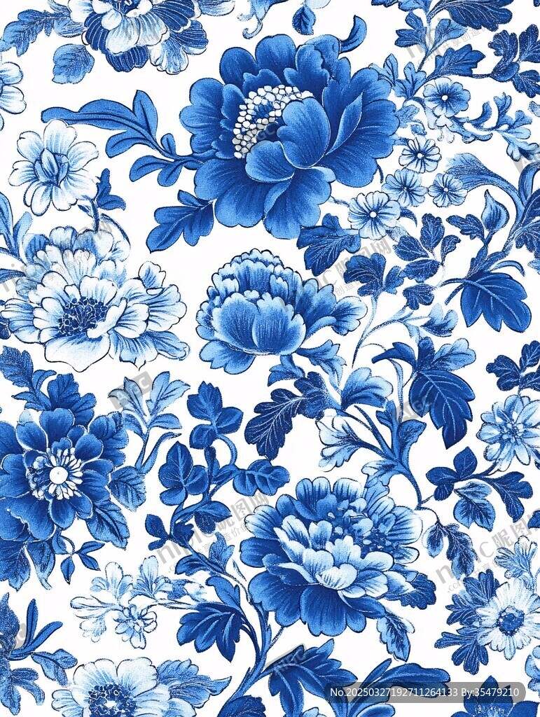 青花瓷花卉图案精美纹饰