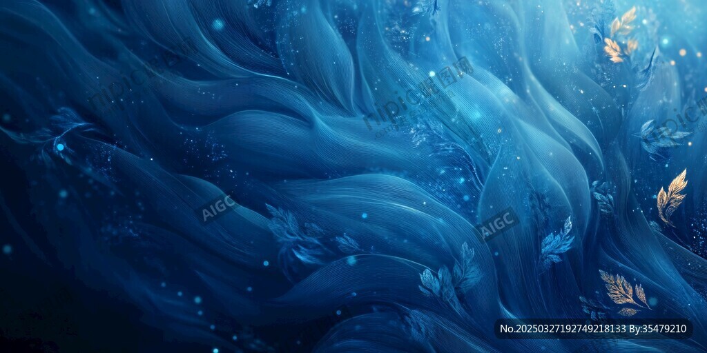 梦幻蓝色海洋漩涡插画