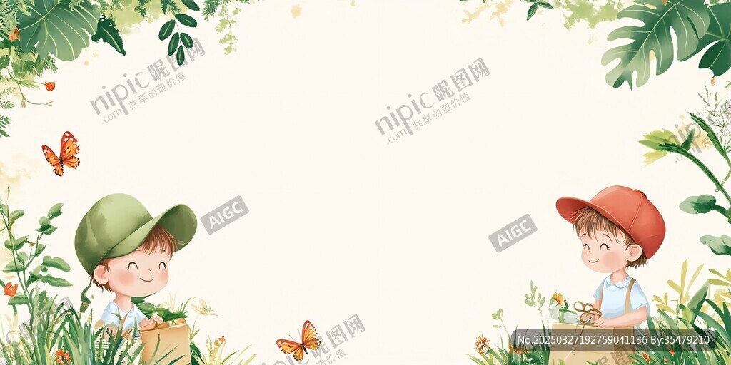 儿童在绿植间的快乐时光