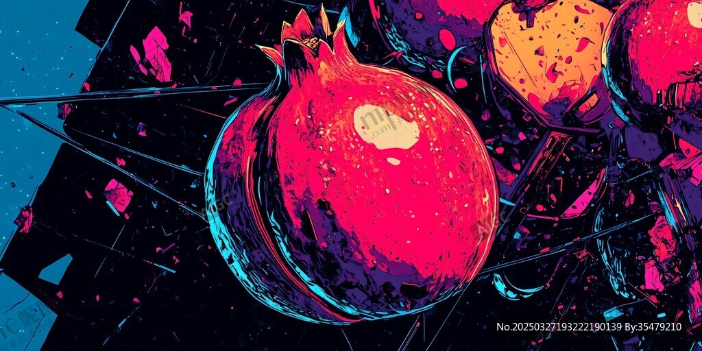 炫彩石榴插画 色彩超惊艳