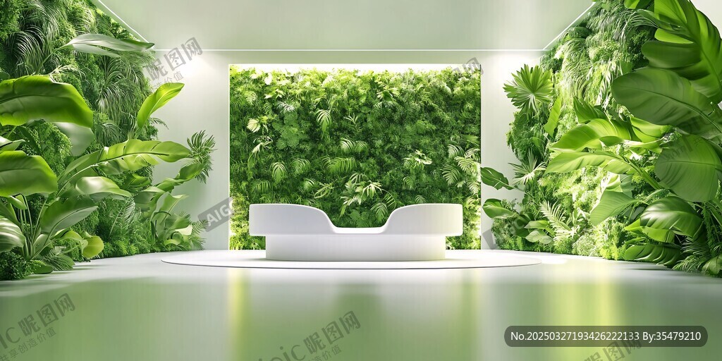 室内绿植环绕的休憩空间