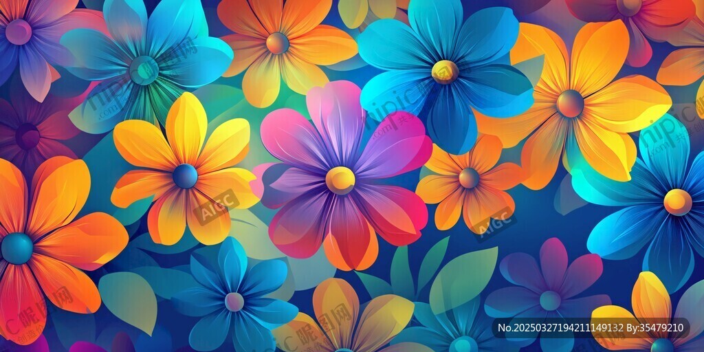 缤纷多彩花卉图案背景