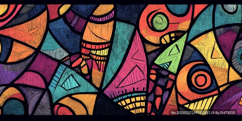 抽象几何多彩艺术图案