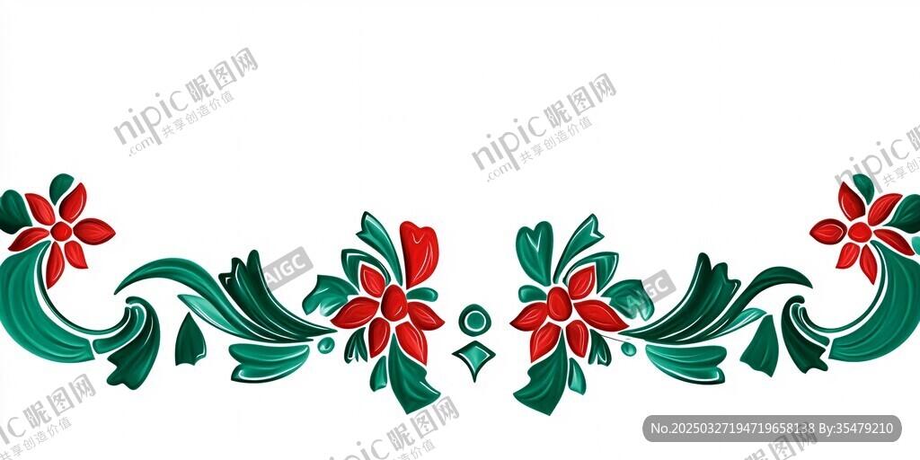 中式花卉边框装饰图案