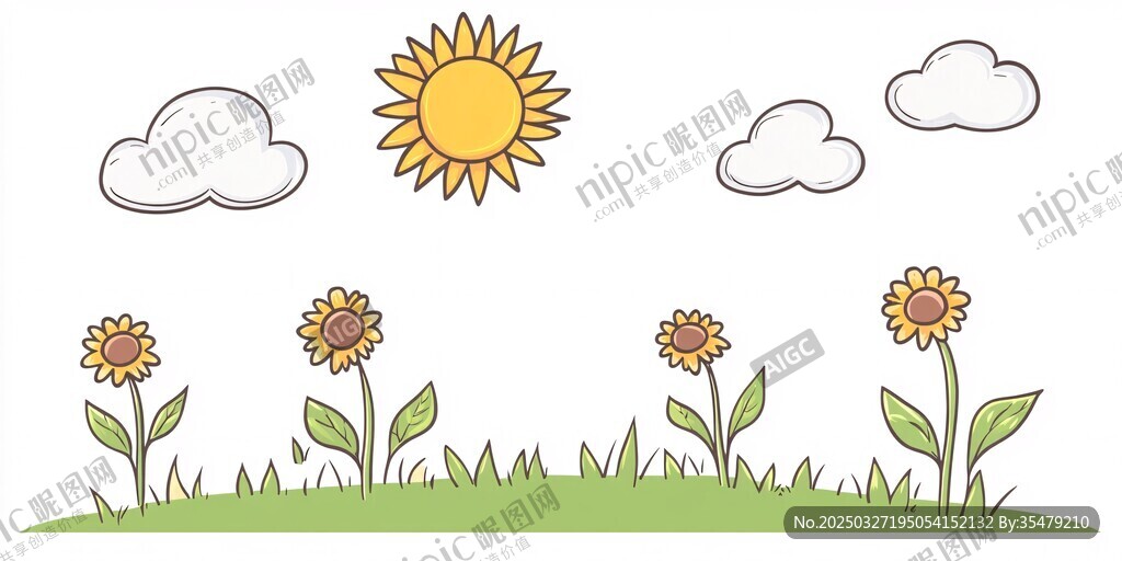 夏日草地向日葵插画