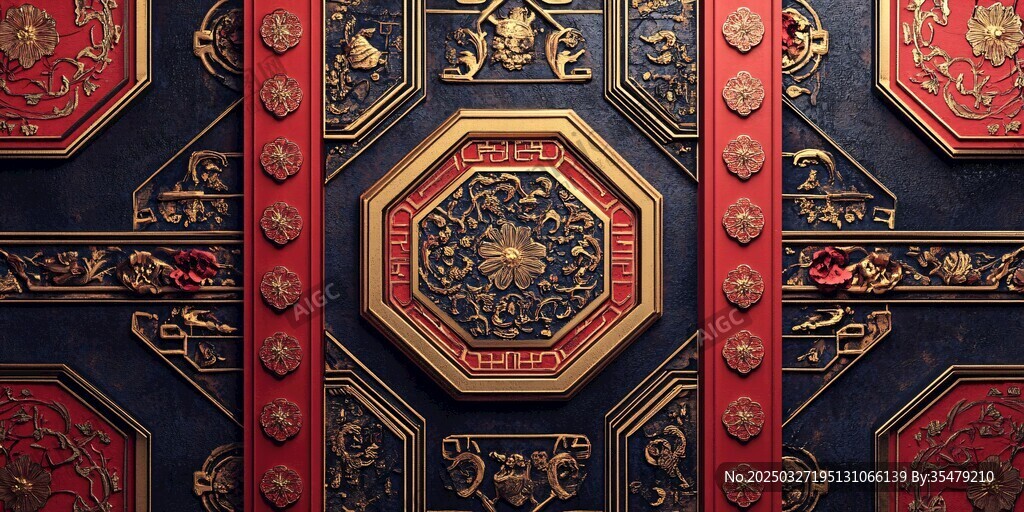 中式古典华丽天花板纹饰