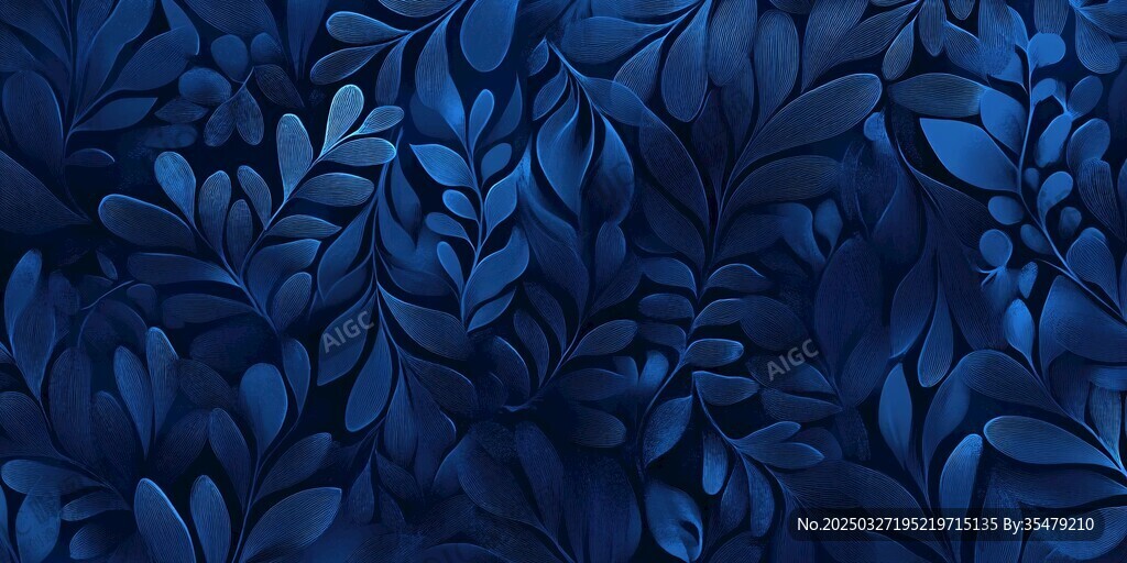 深蓝色叶形花纹背景图案
