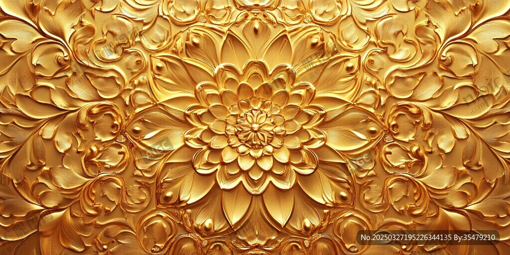 金色繁花浮雕艺术纹理