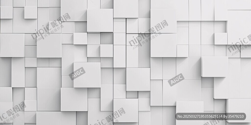 白色立体方块墙面背景图