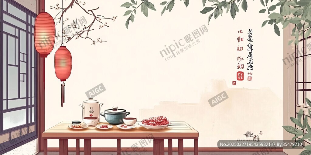 中式庭院中的雅致茶景