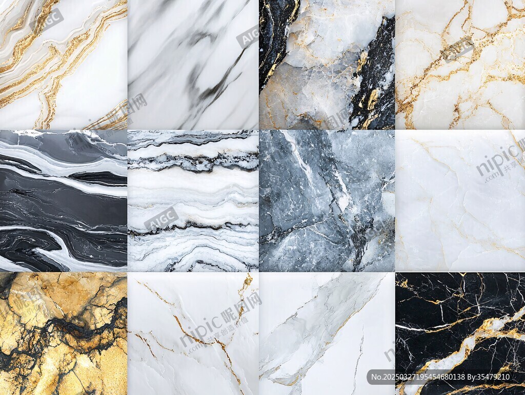 多样大理石纹理瓷砖展示