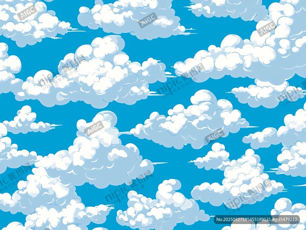 蓝天白云无缝背景图案
