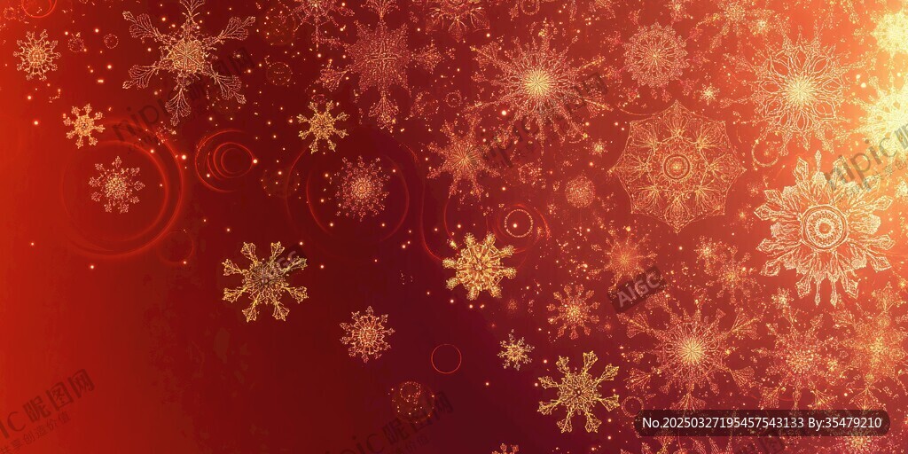 红色雪花背景梦幻素材