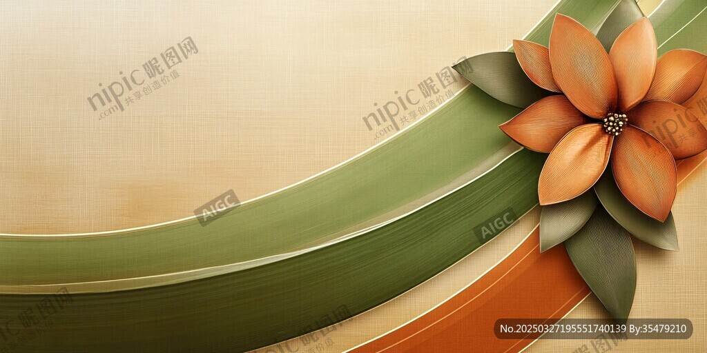 花卉搭配曲线背景图