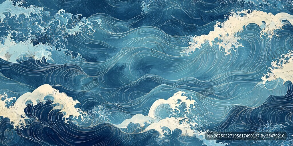 海浪涌动的梦幻海洋图景