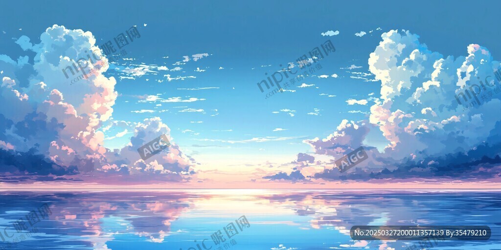 梦幻天空下的静谧水面