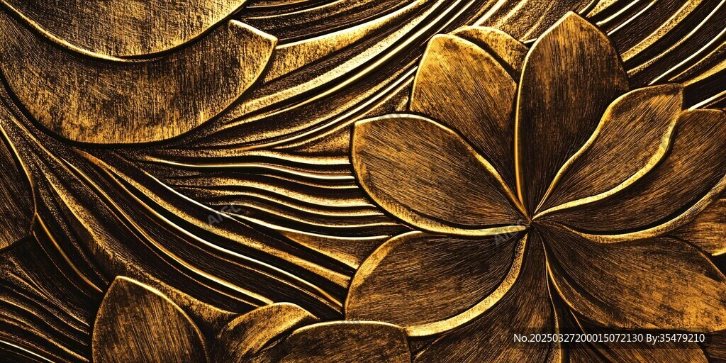 金色浮雕花卉纹理图案