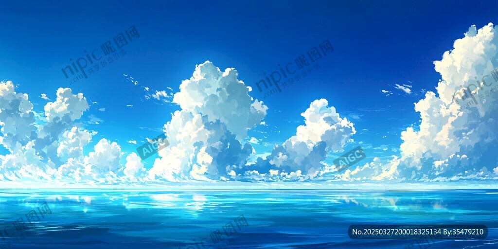 梦幻蓝天碧海云朵美景