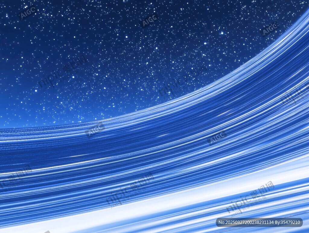 梦幻星空下的蓝色动感线条