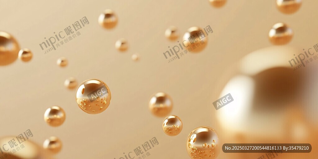 金色球体悬浮梦幻场景