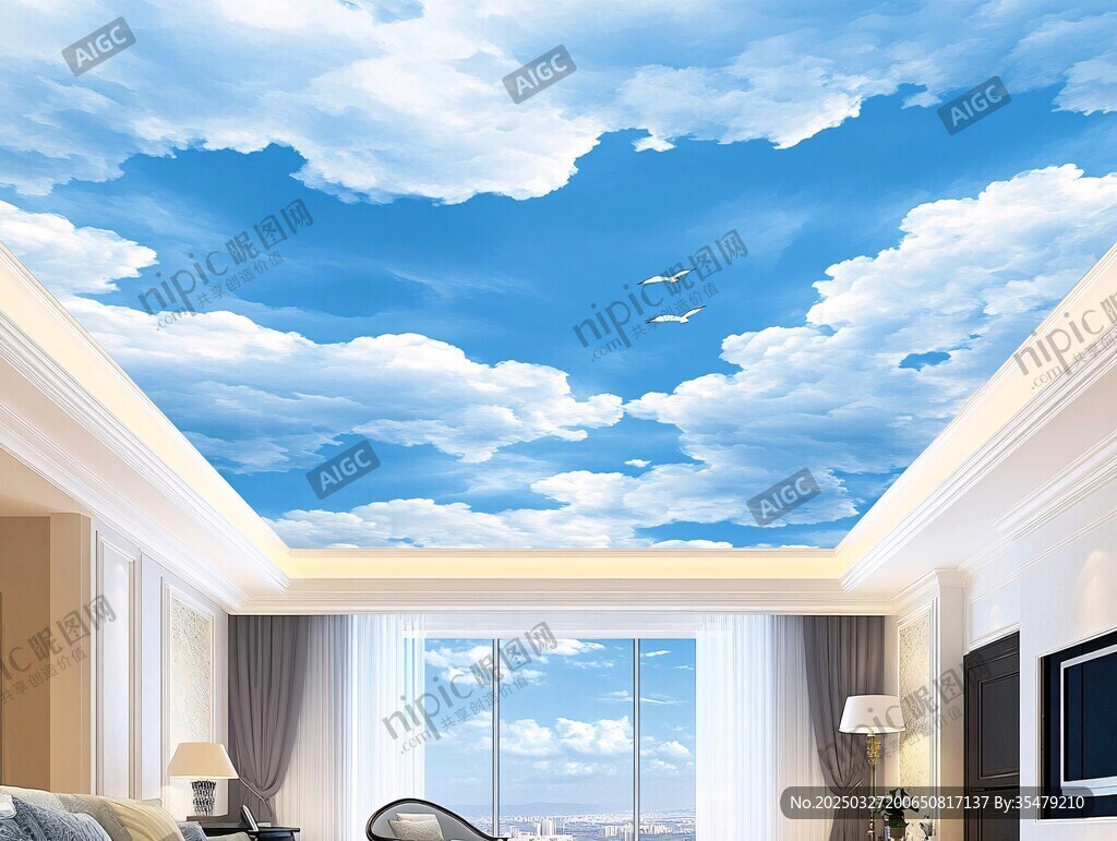 室内天空主题天花板装饰