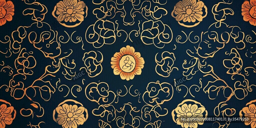 中式古典花纹深色背景图案