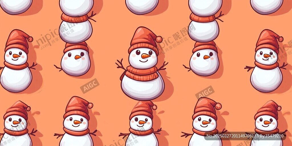 可爱雪人图案背景设计