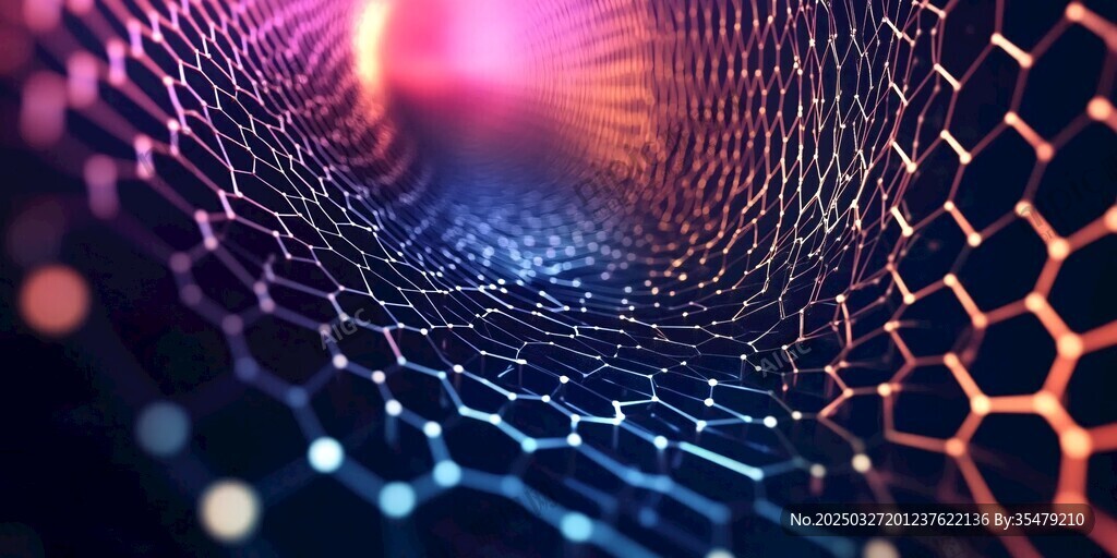 梦幻科技感六边形网状隧道