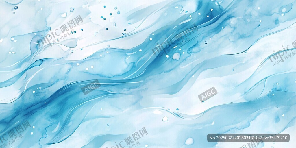 蓝色水彩流动纹理背景图