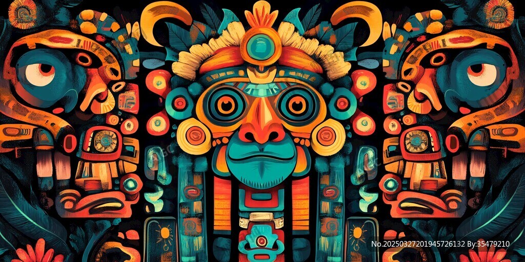 神秘玛雅风格奇幻图腾