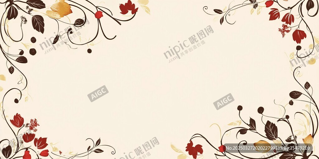 花卉藤蔓边框装饰背景图