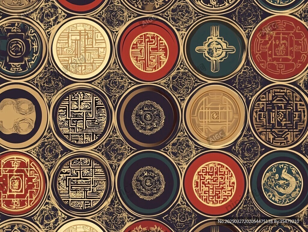 中式古典圆形图案纹饰