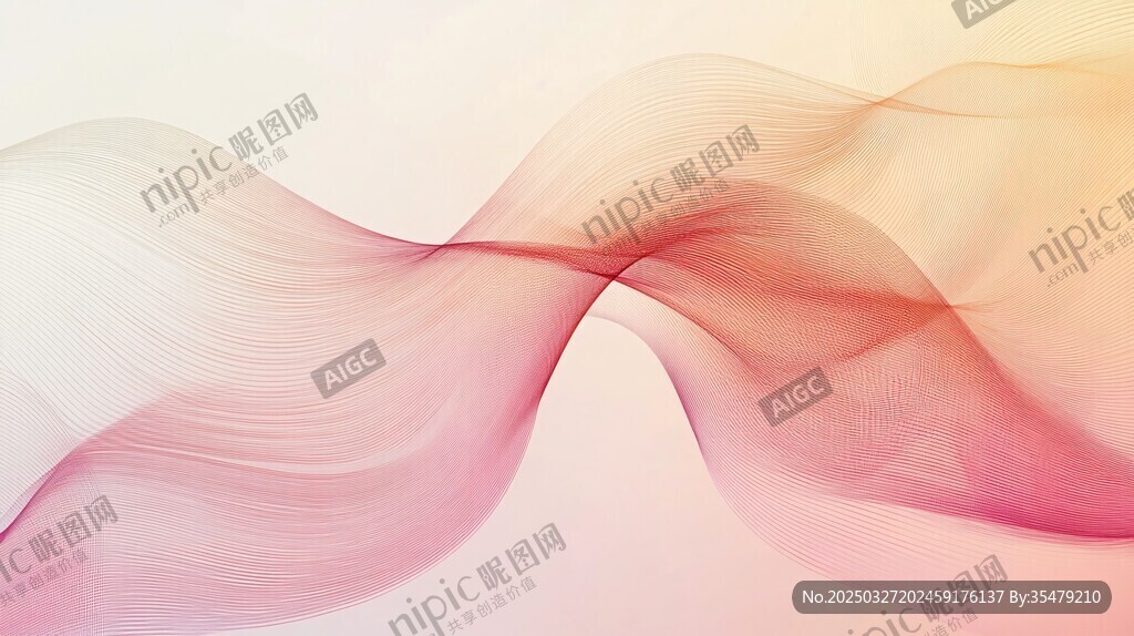 梦幻飘动的柔美彩色丝带