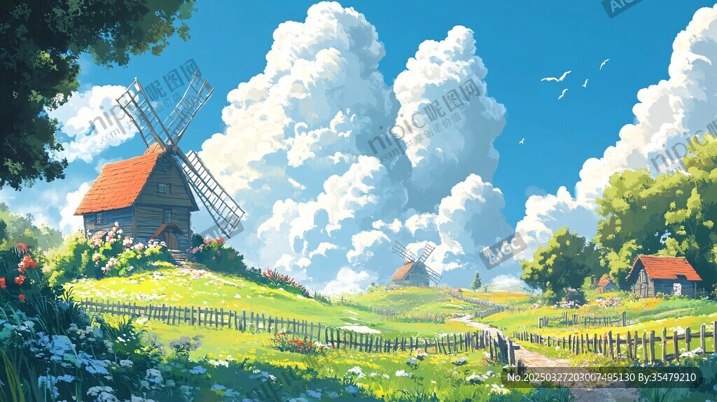 田园风车美景