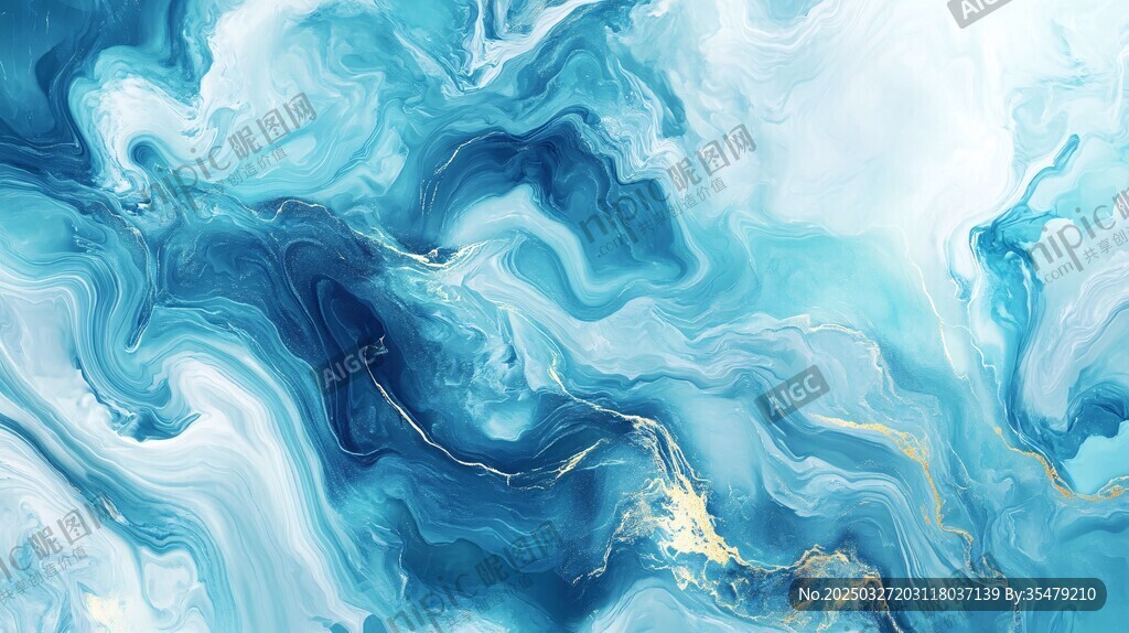 梦幻蓝调流体艺术纹理