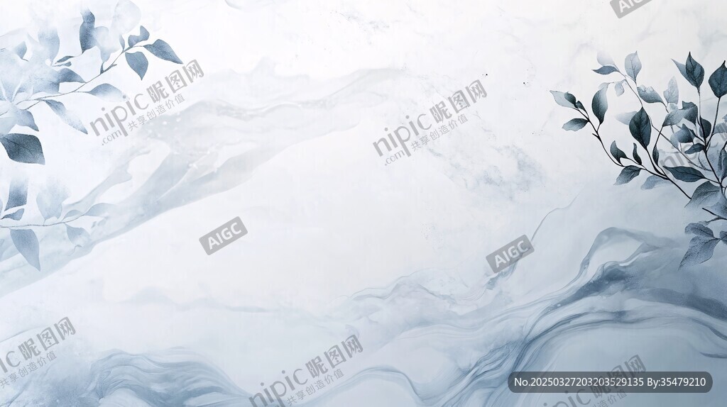水墨山水枝叶意境背景图
