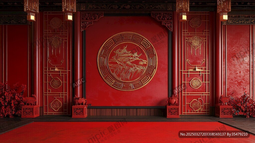 中式红金古典华丽场景